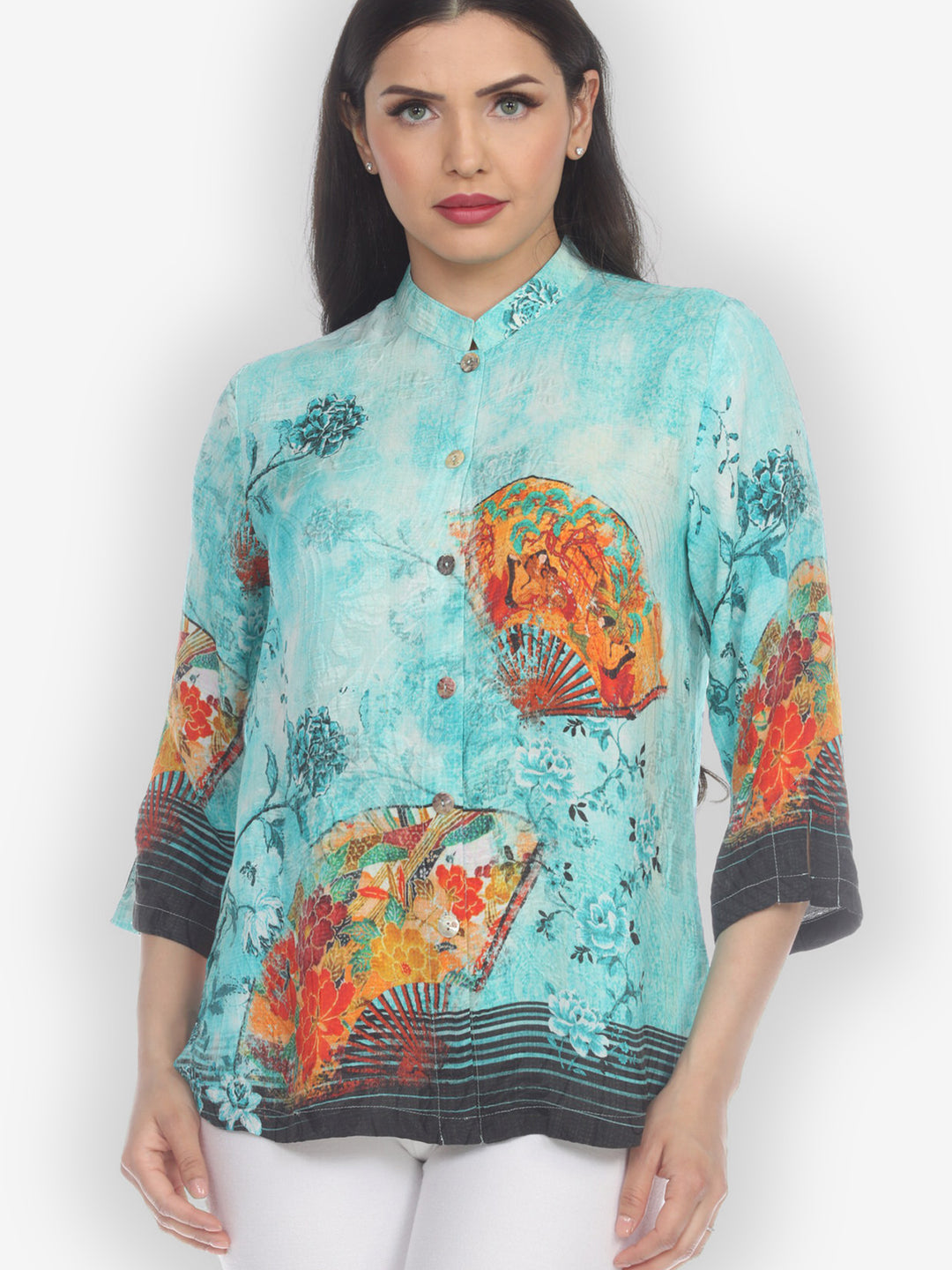 Antique Fans Silk Blouse