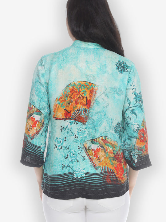 Antique Fans Silk Blouse