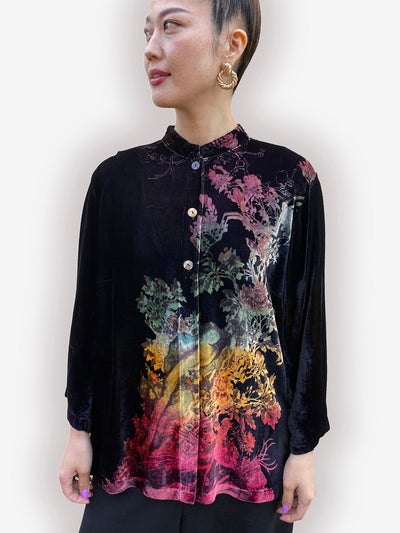 Citron Classic Silk Blend Velvet Blouse