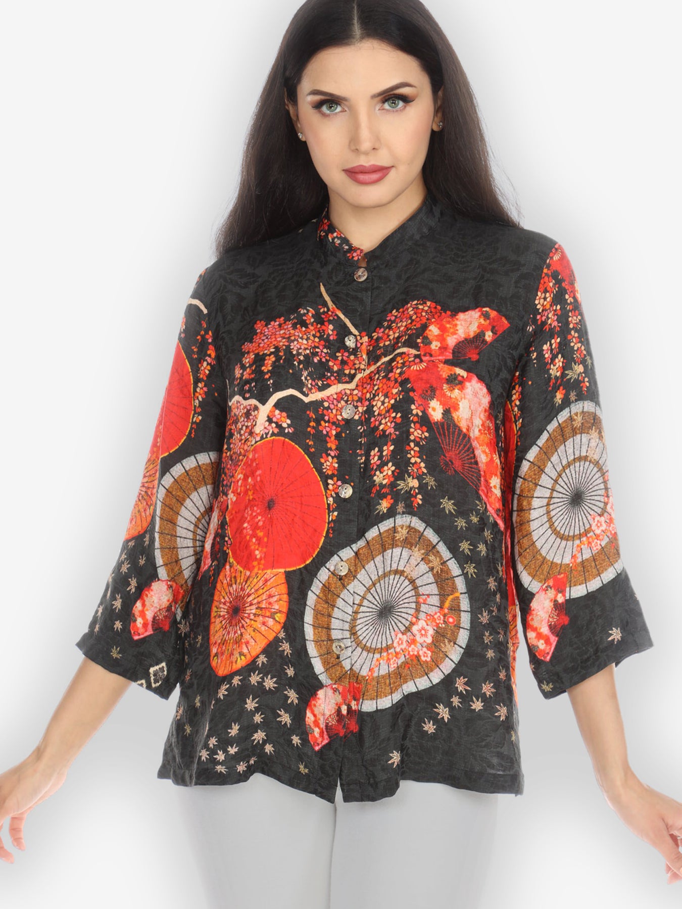 Blossoms and Fans Silk Blouse – CITRON CLOTHING