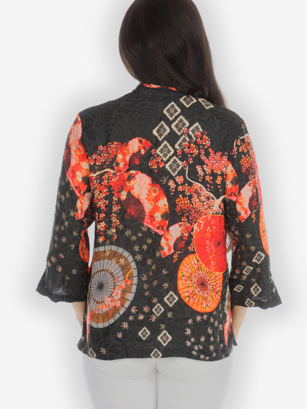 Blossoms and Fans Silk Blouse
