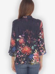 Colorful Fall Flowers Citron Style Silk Blouse
