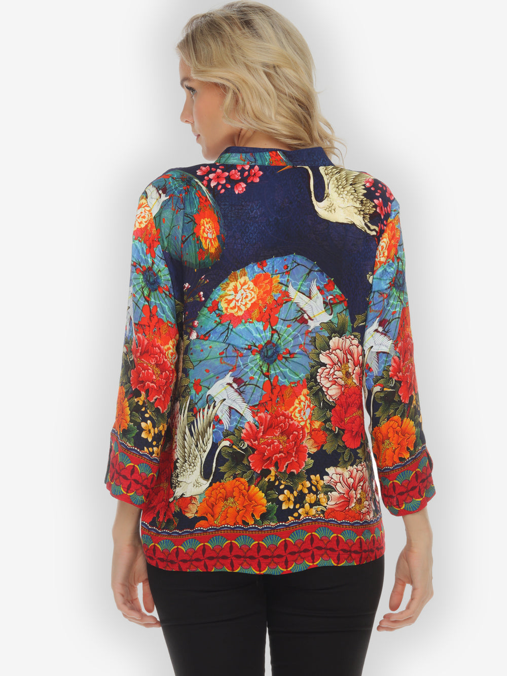 Crane Paradise Citron Style Silk Blouse