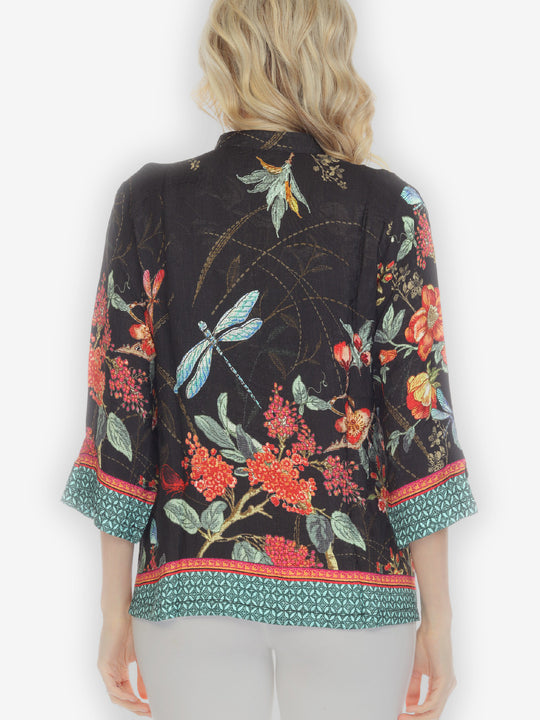 Elegant Darling Border Silk Blouse