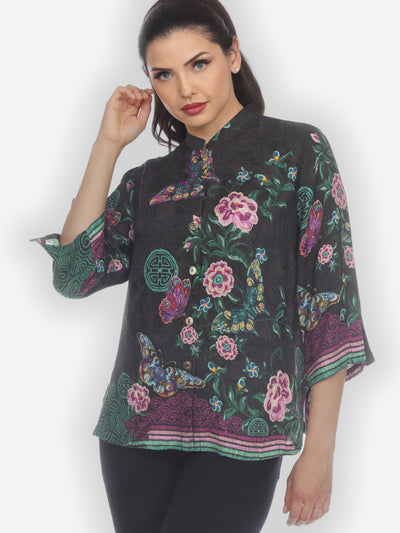 Flying Butterfly Citron Style Silk Blouse
