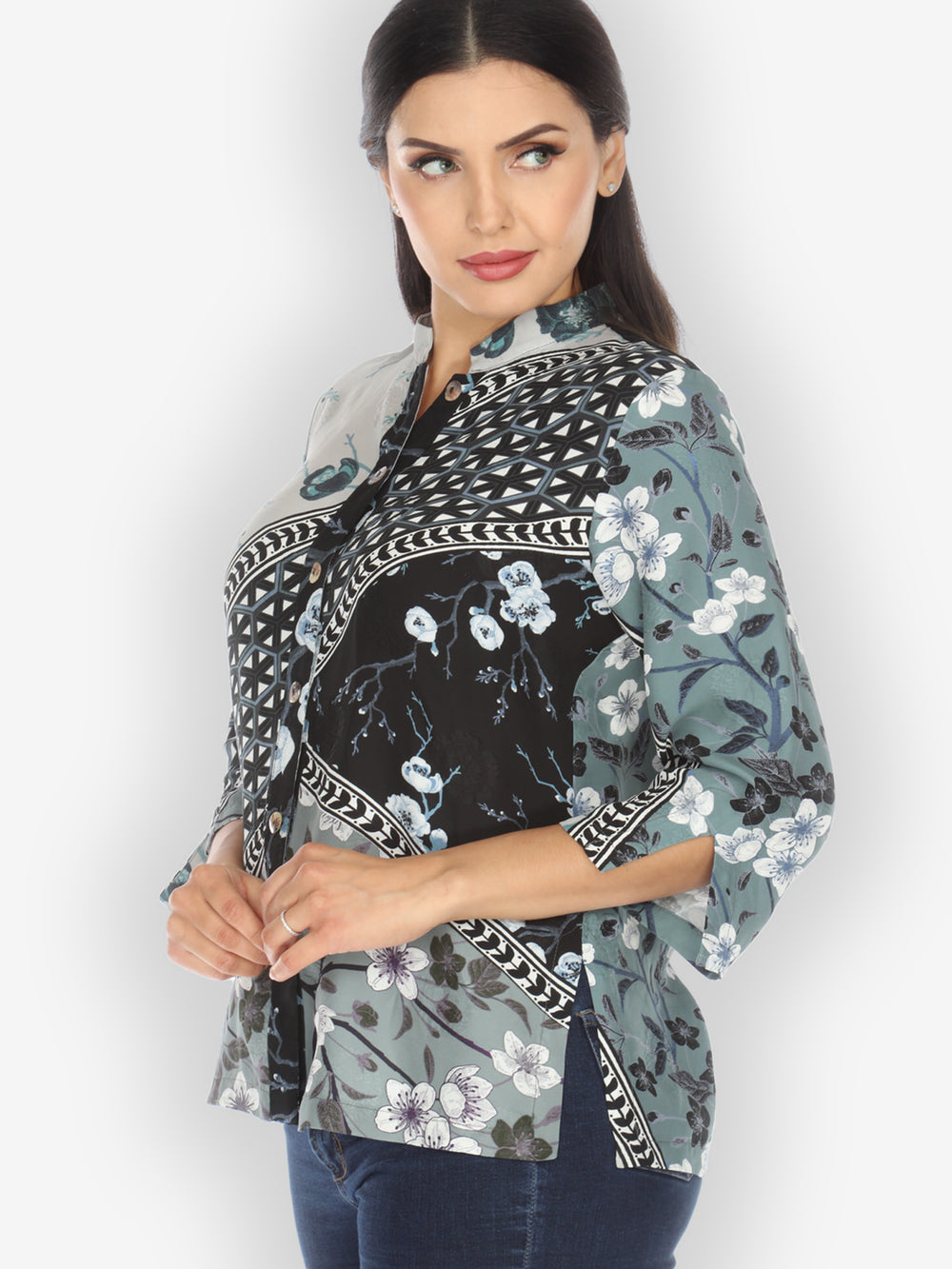 Flower Arrangement Silk Blouse