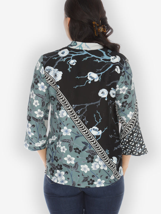Flower Arrangement Silk Blouse