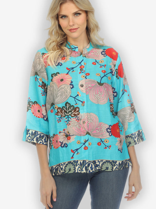 Fabulous Kindly Floral Linen Blouse