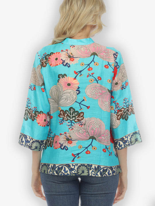 Fabulous Kindly Floral Linen Blouse