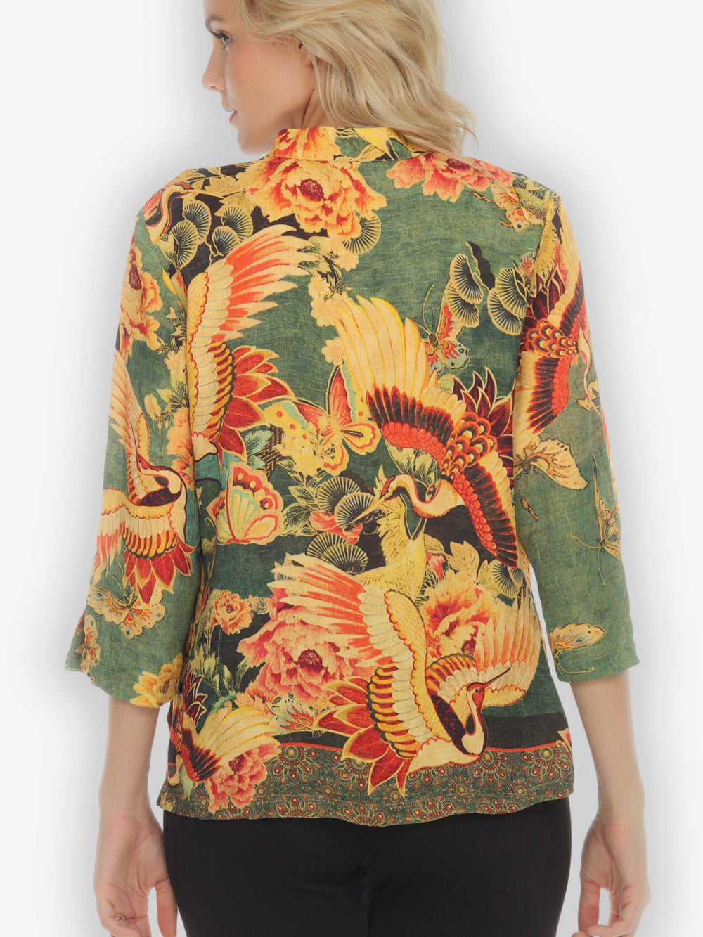 Crane Butterfly Dyed Citron Style Blouse