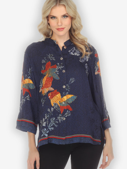 Good Luck Fish Silk Blend Blouse