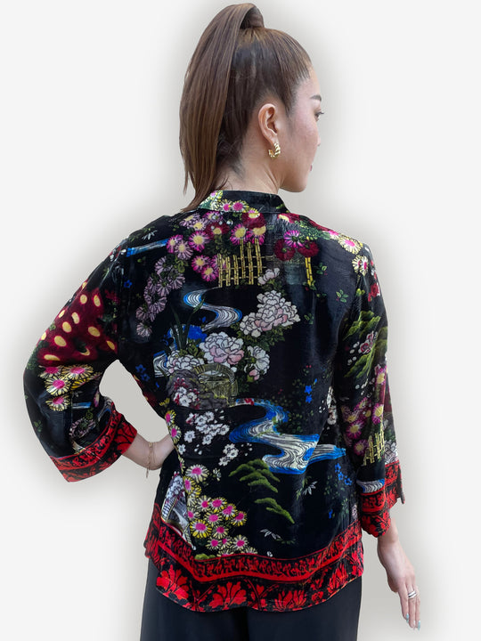 Citron Silk Blend Velvet Blouse