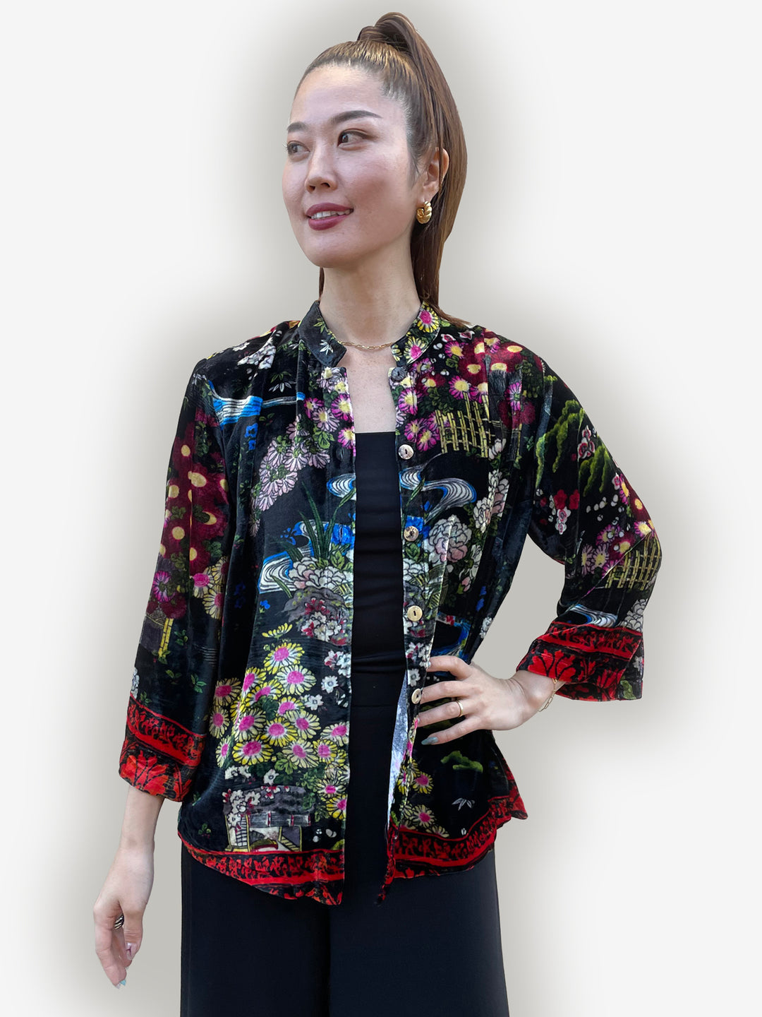 Citron Silk Blend Velvet Blouse