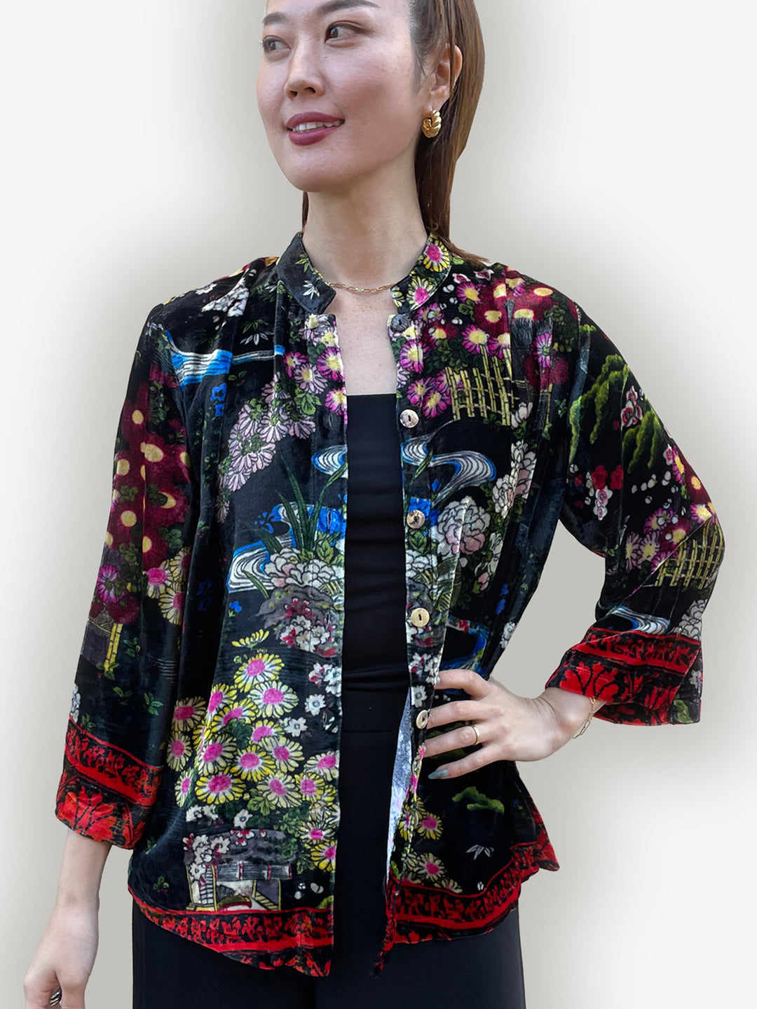 Citron Silk Blend Velvet Blouse
