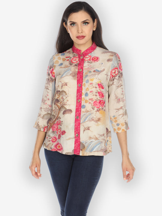 Kimono Art Design Silk Blouse