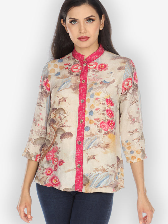 Kimono Art Design Silk Blouse