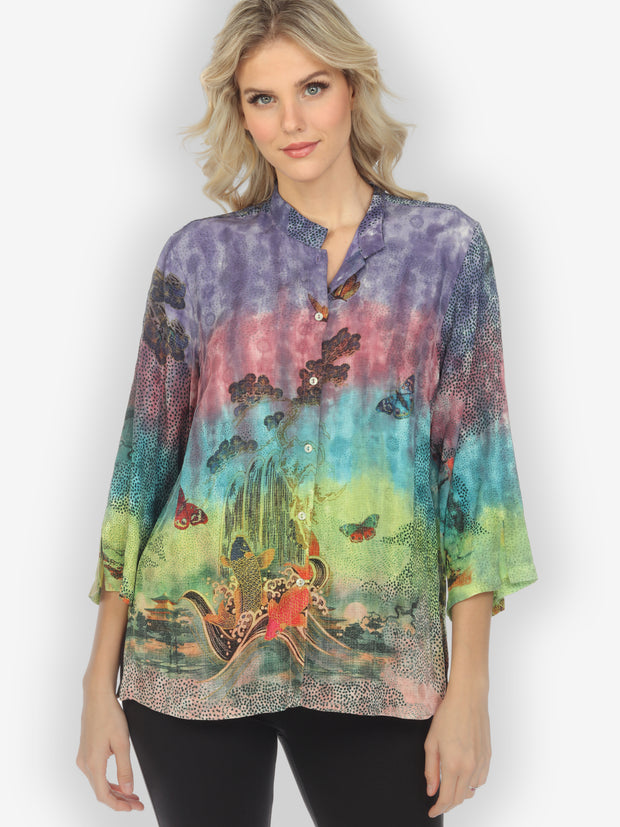 Koi Waves Butterfly Hand Dyed Blouse