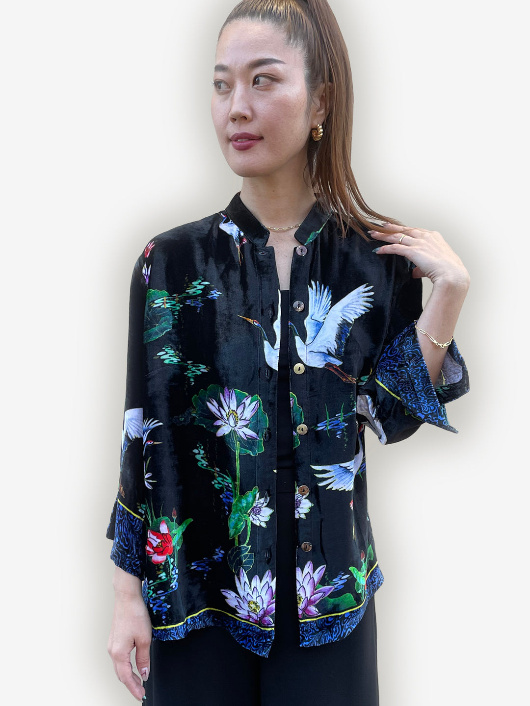 Citron Silk Blend Velvet Blouse