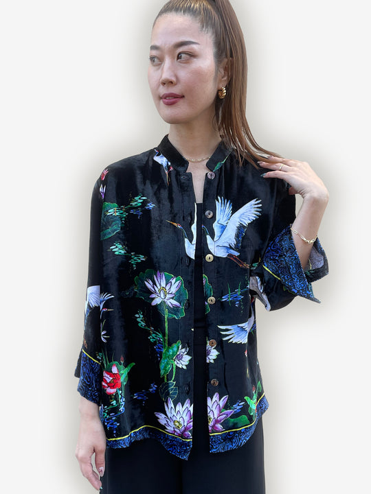Citron Silk Blend Velvet Blouse