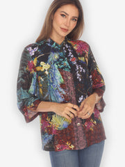 Peacock Cherry Tree Silk Blouse