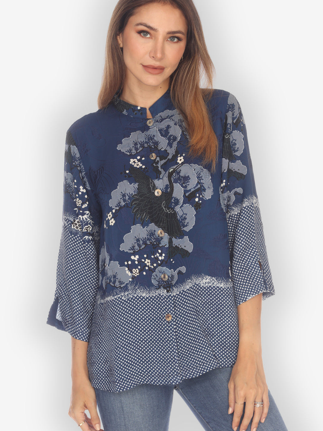 True Blue Shibori Silk Blouse