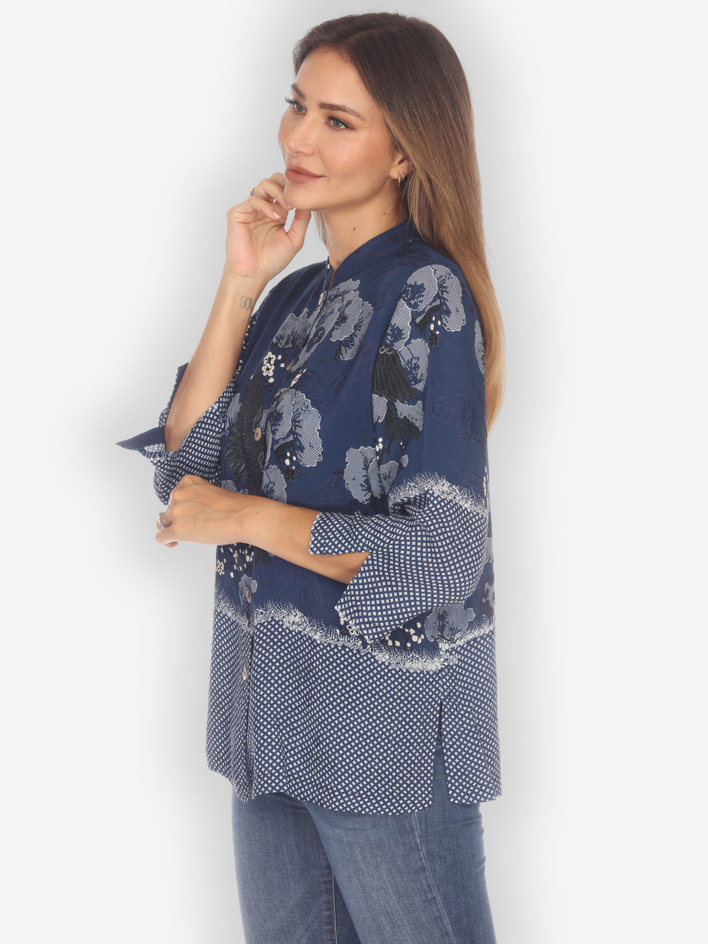 True Blue Shibori Silk Blouse