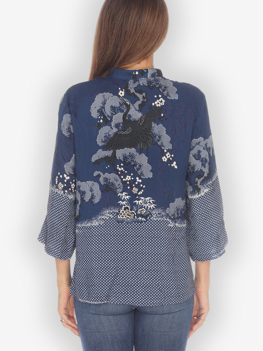 True Blue Shibori Silk Blouse
