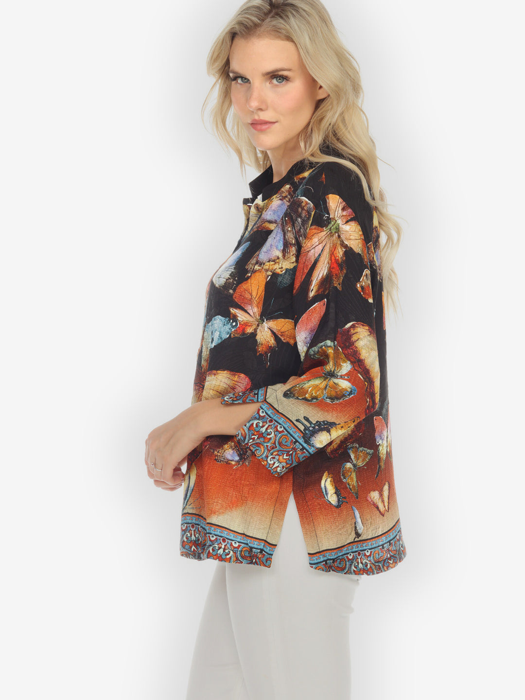 トップス citron Vintage Butterfly Citron Style Silk Blouse – CITRON CLOTHING