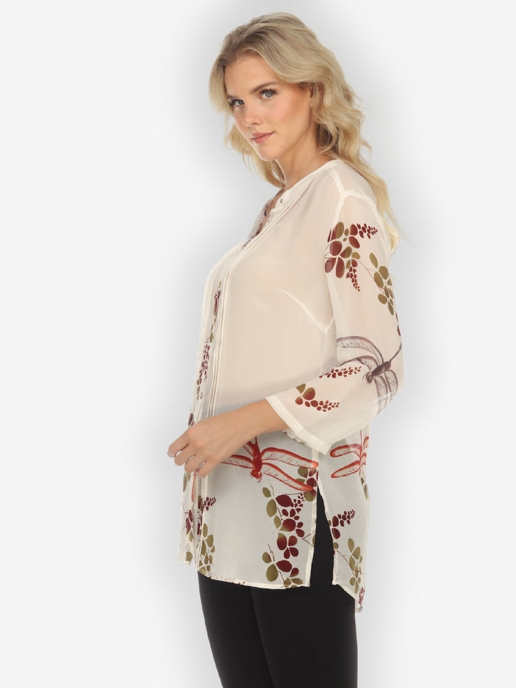 Landscape Dragonfly Delight Silk Blouse