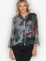 Water Magical Butterfly Silk Blouse