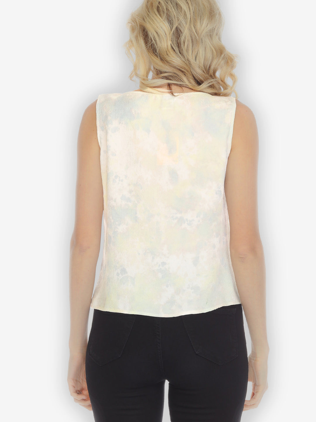 Silk Ivory Tie Dye Tank Top