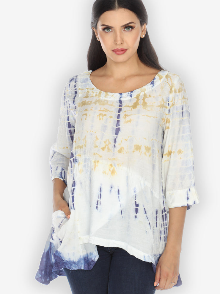 Gold Accent Tie Dye Pullover Top