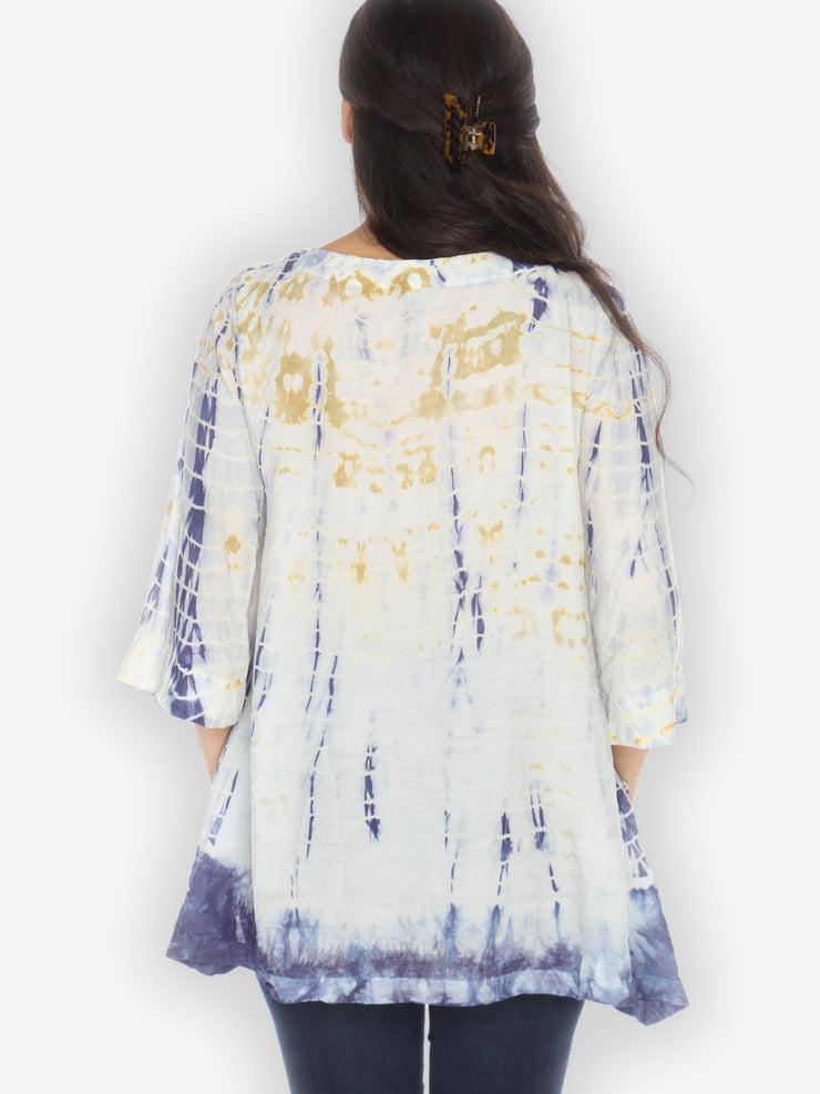 Gold Accent Tie Dye Pullover Top