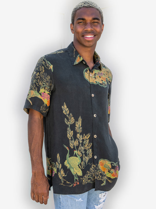 Antique Crane Men’s Silk Shirt