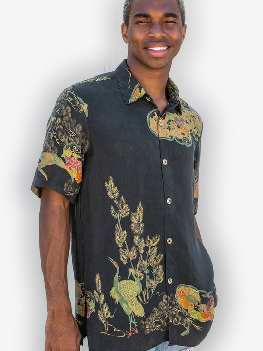 Antique Crane Men’s Silk Shirt