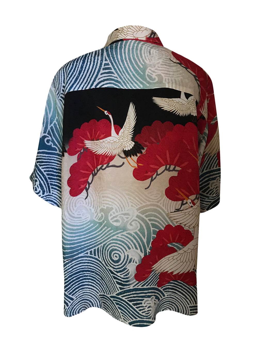 Cranes Above Water Men’s Silk Shirt