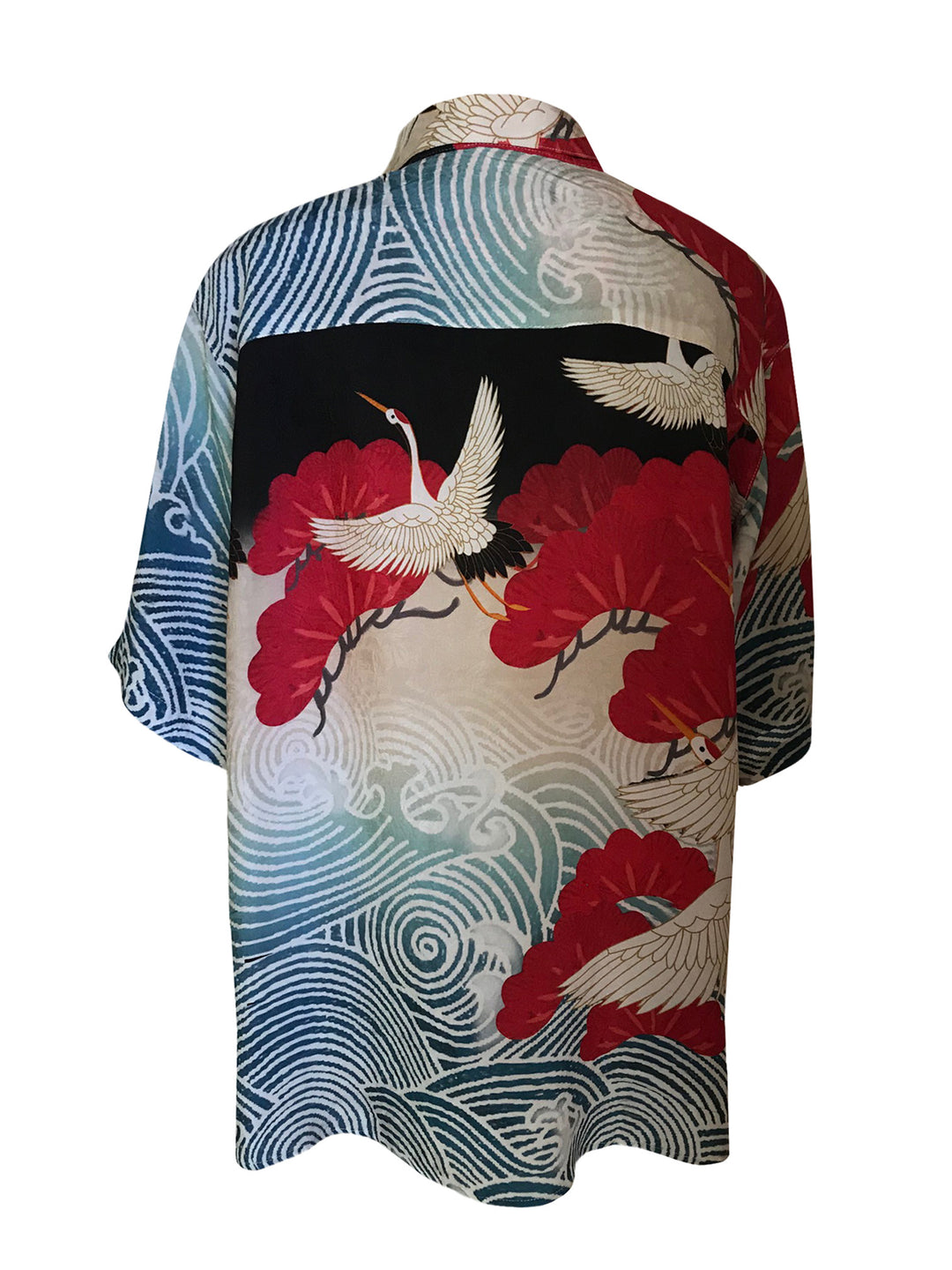 Cranes Above Water Men’s Silk Shirt