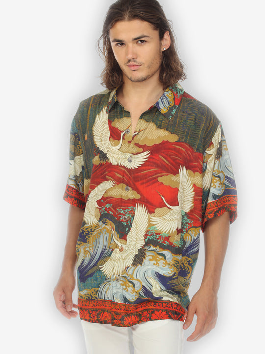Crane Flying Fantasy Olive Men&