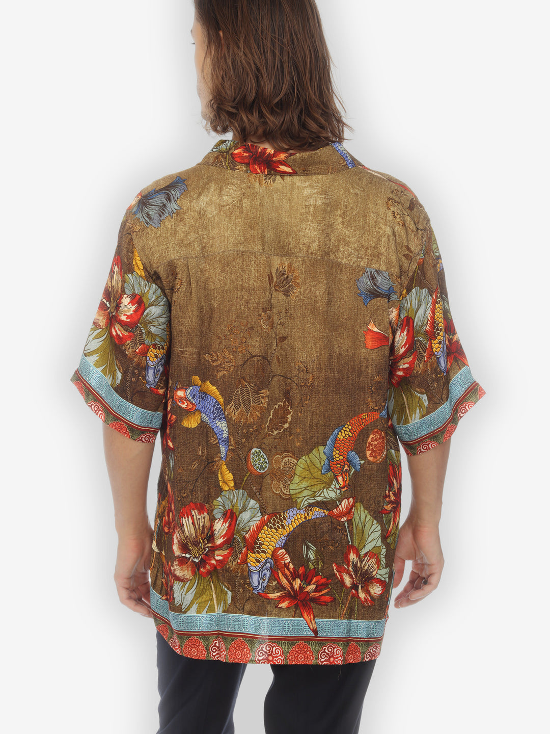 Koi Fish Water Lilies Men’s Silk Shirt