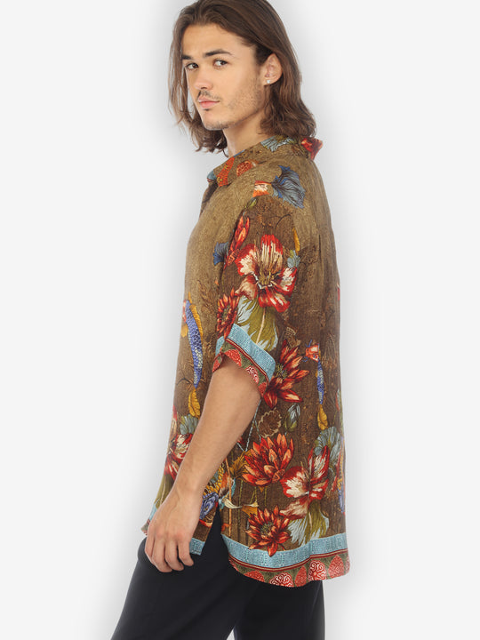 Koi Fish Water Lilies Men’s Silk Shirt
