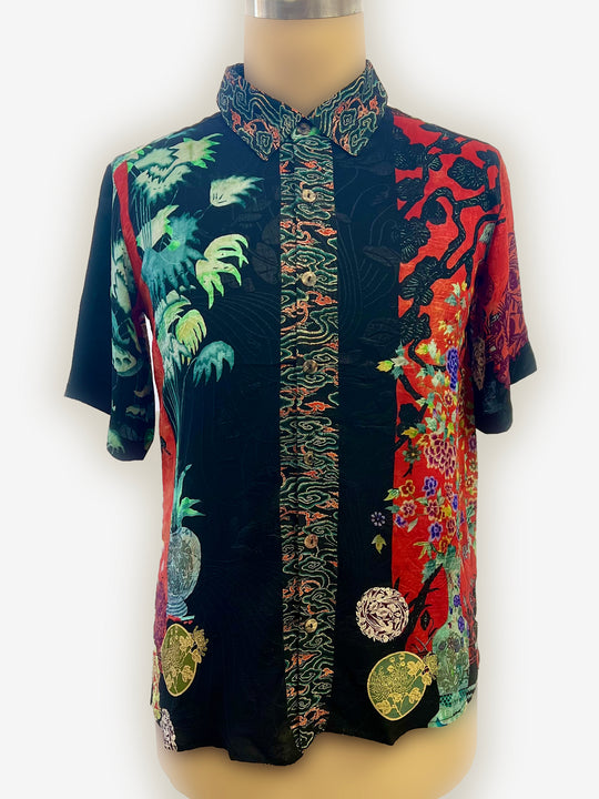 Landscape Mono Tree Men’s Silk Shirt