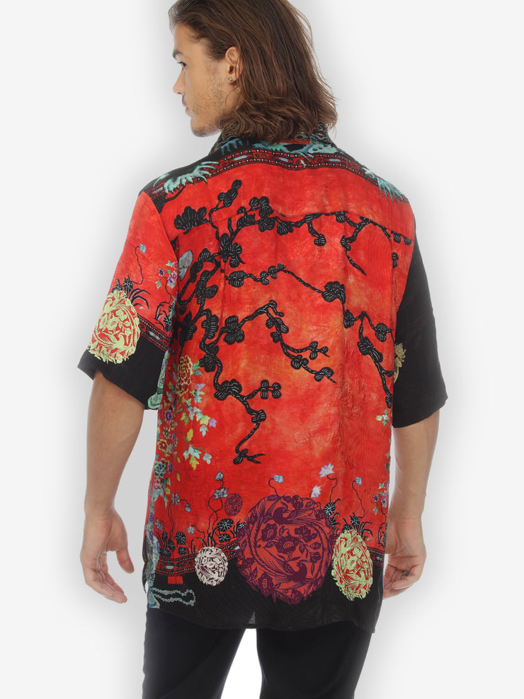 Landscape Mono Tree Men’s Silk Blend Shirt