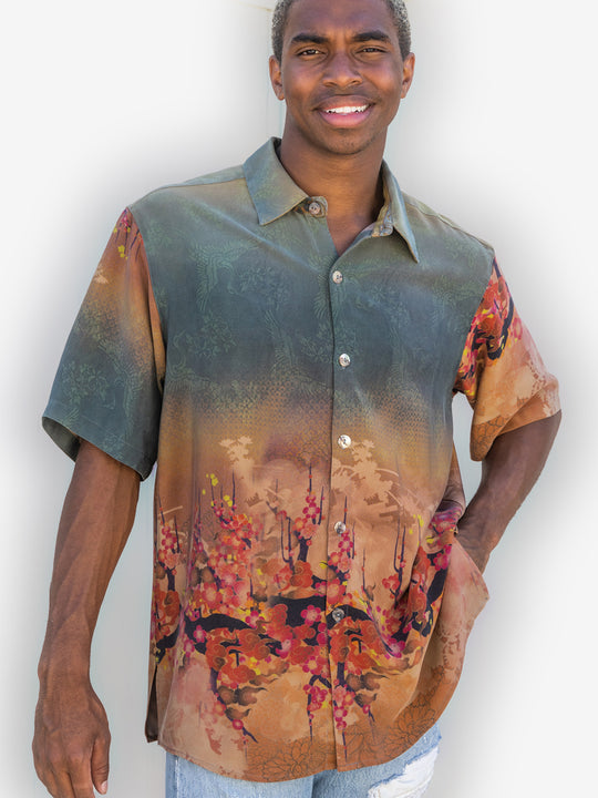 Ombre Ocean Blossom Men’s Silk Shirt