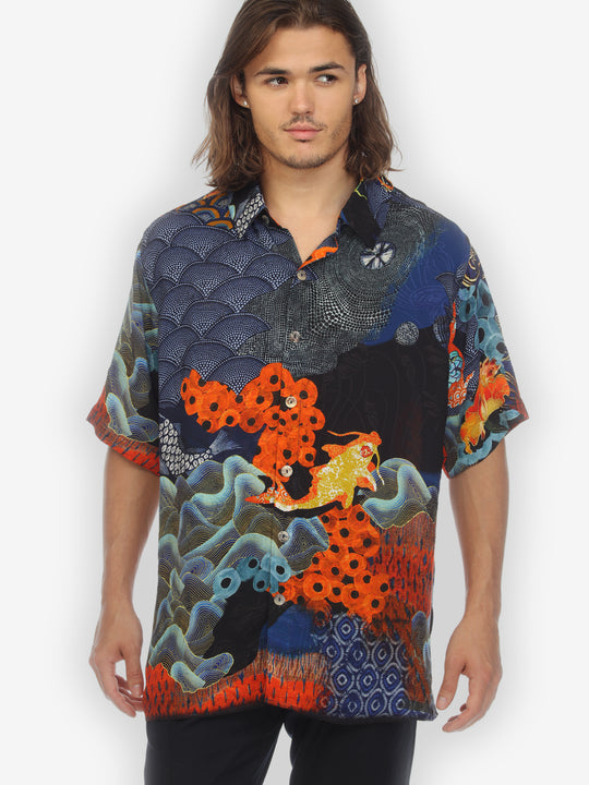 Royal Koi Pond Men’s Silk Shirt