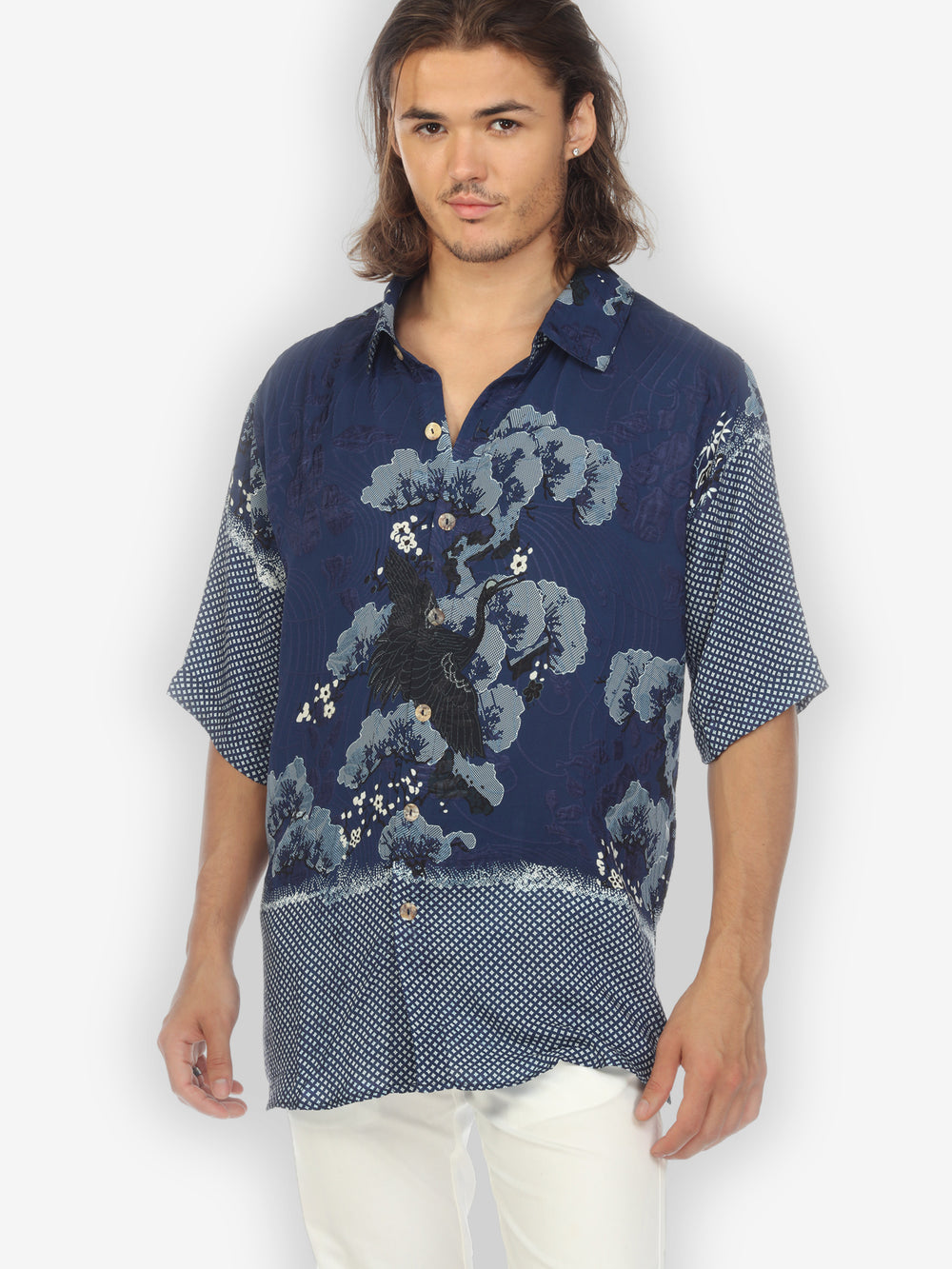 True Blue Shibori Men’s Silk Shirt