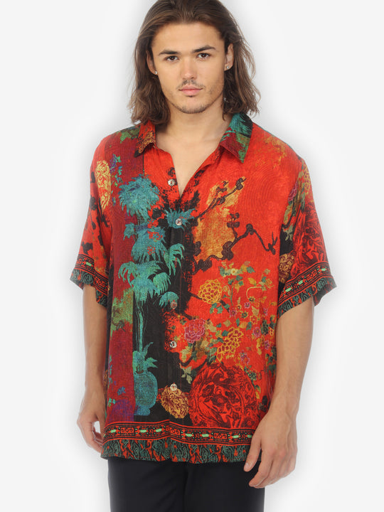 Vintage Vase Floral Men’s Silk Shirt