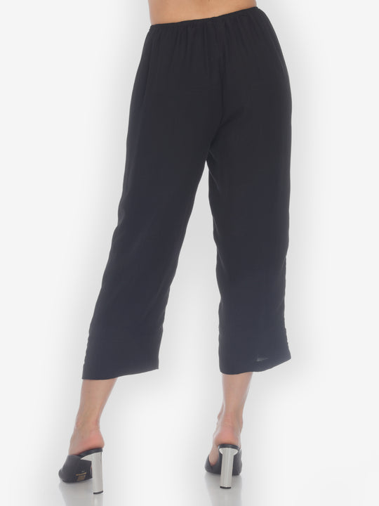 Cropped Silk Pant with Frog Detail