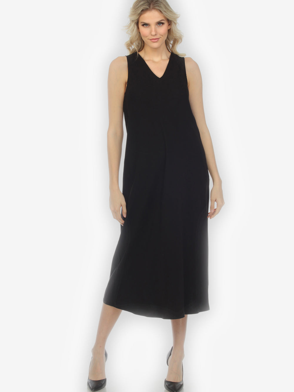 Bias Cut V-neck Black Dress