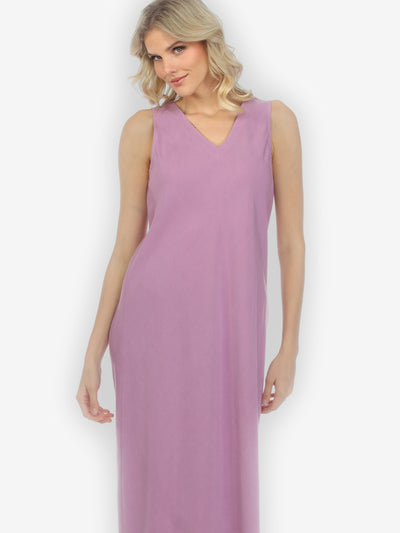 Bias Cut V-neck Purple Dress