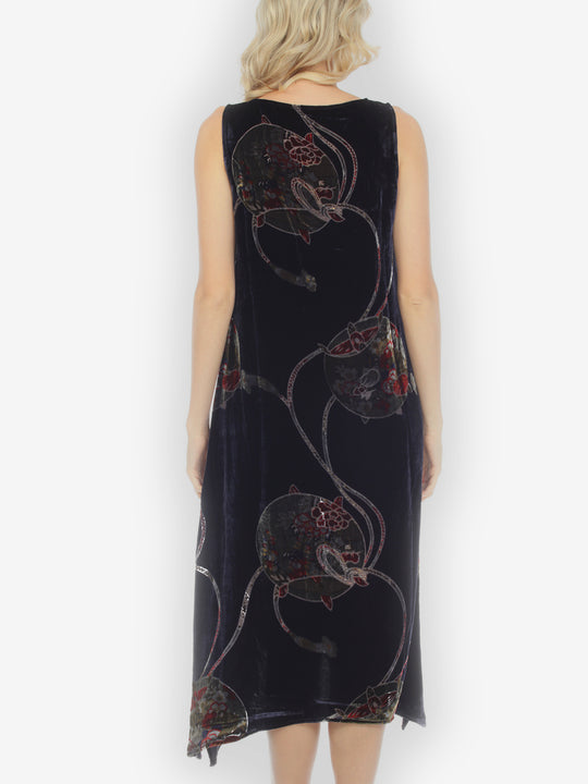 Ancient Japanese Art Velvet Dress